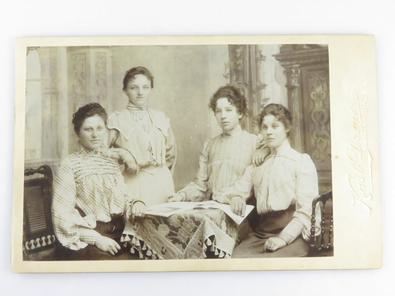 Unnamed Sitters Four Woman At a Table Karl Dreyer Kiel Germany Antique Photograp