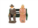1930's Grey Iron HO Railroad Bench Old Couple Original Paint Fine Condition — front view