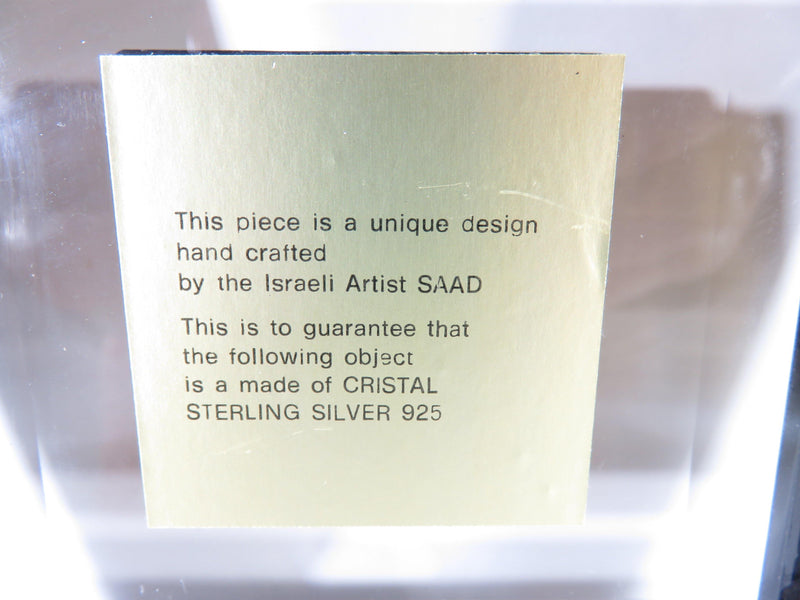 Vintage Hand Crafted by SAAD 3D Sterling Silver & Crystal Plaque Made In Israel - Just Stuff I Sell