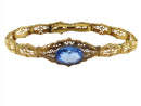 Vintage Filigree Art Deco Blue Glass Stone Bracelet Esemco Gold Plate 6 1/2" Wrist — Jewelry & Watches:Men's Jewelry:Cufflink