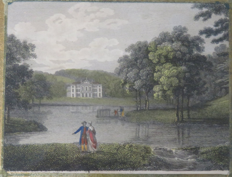 The Halle Bros. Co Cleveland OH Hand Colored Lake Scene Etching Eglomise Glass G