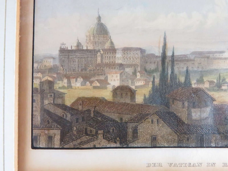 Der Vatican in Rom, Eigenthum d Verleger Colored Engraving 9 1/8" x 7 1/8"