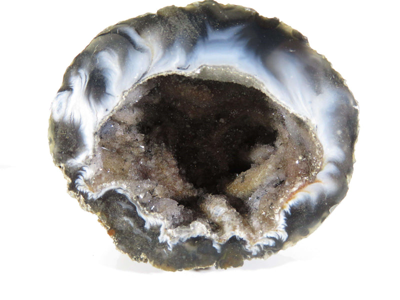 Gorgeous Black & White Agate Geode Half Druzy Crystal Cluster 2 3/4" x 2 1/2" - Just Stuff I Sell