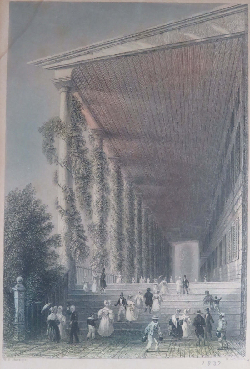 Colonnade of Congress Hall Saratoga Springs W.H. Bartlet H Griffiths Colored 