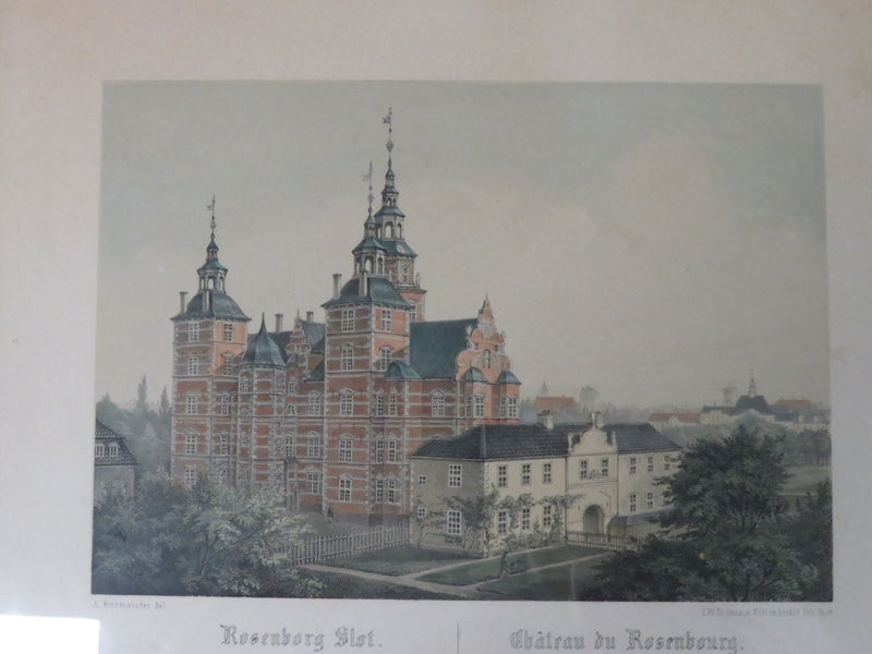 Rosenborg Slot Chateau du Rosenbourg Color Lithograph I W Tegner & Kittendorff
