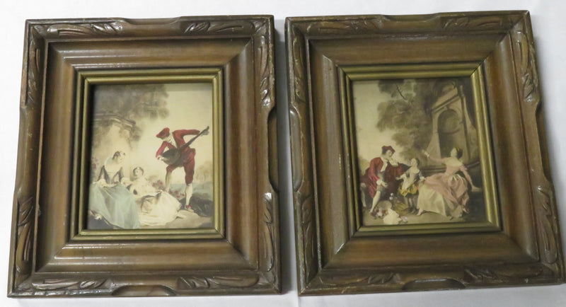Pair of Old Masters 5 1/2" x 4 1/2" Painted Lithographs Framed A Cahan Pictures