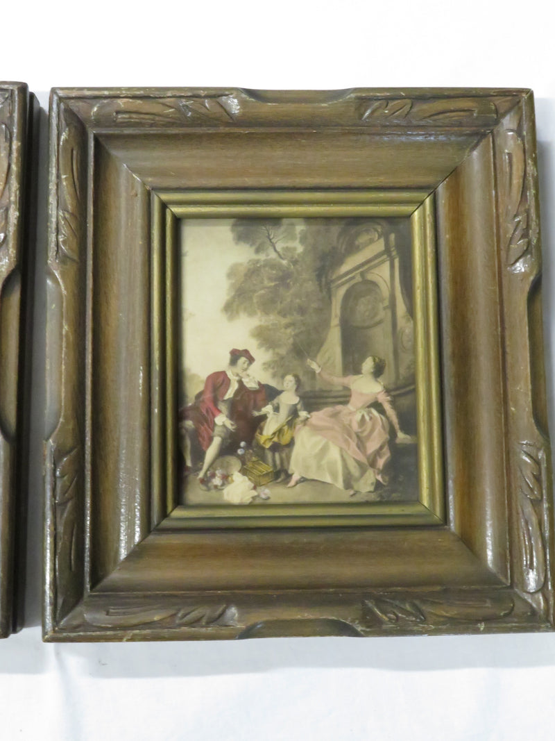 Pair of Old Masters 5 1/2" x 4 1/2" Painted Lithographs Framed A Cahan Pictures