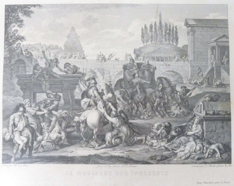 c1830 Massacre of the Innocents by Charles Le Brun Etching Chardon aine, Paris