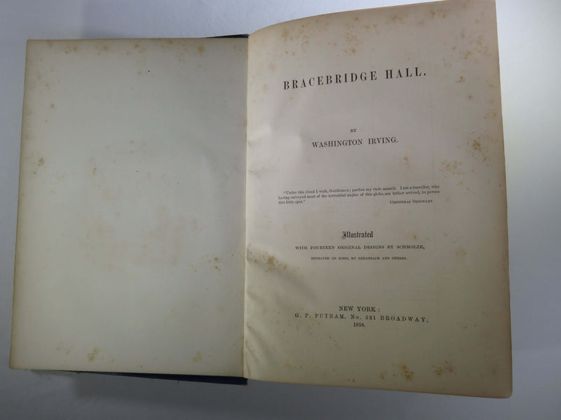 1858 Bracebridge Hall by Washington Irving 14 Steel Engravings by Schmolze, GP Putnam