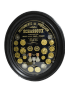 A. Massonnet (& Cie) Manufacture of Medals Exhibition Medal Advertising Display Case With Cast Medals product image for Just Stuff I Sell, clear front view, neutral background, original listing photo, optimized descriptive alt text, centered composition