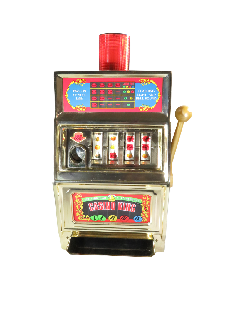 Vintage WACO Deluxe Casino King Novelty "Jackpot" Slot Machine Bank Mod. 6930 With Box & Instructions