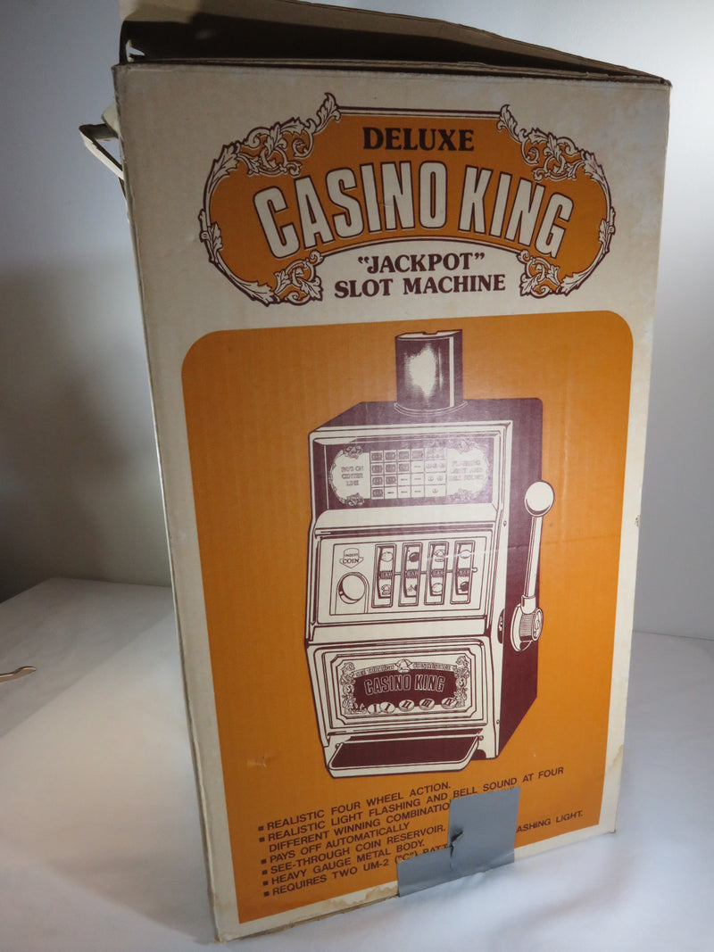 Vintage WACO Deluxe Casino King Novelty "Jackpot" Slot Machine Bank Mod. 6930 With Box & Instructions