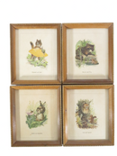 Set of 4 Animal Whimsey Framed Lithograph Prints c1960 by Maurice Day — front view