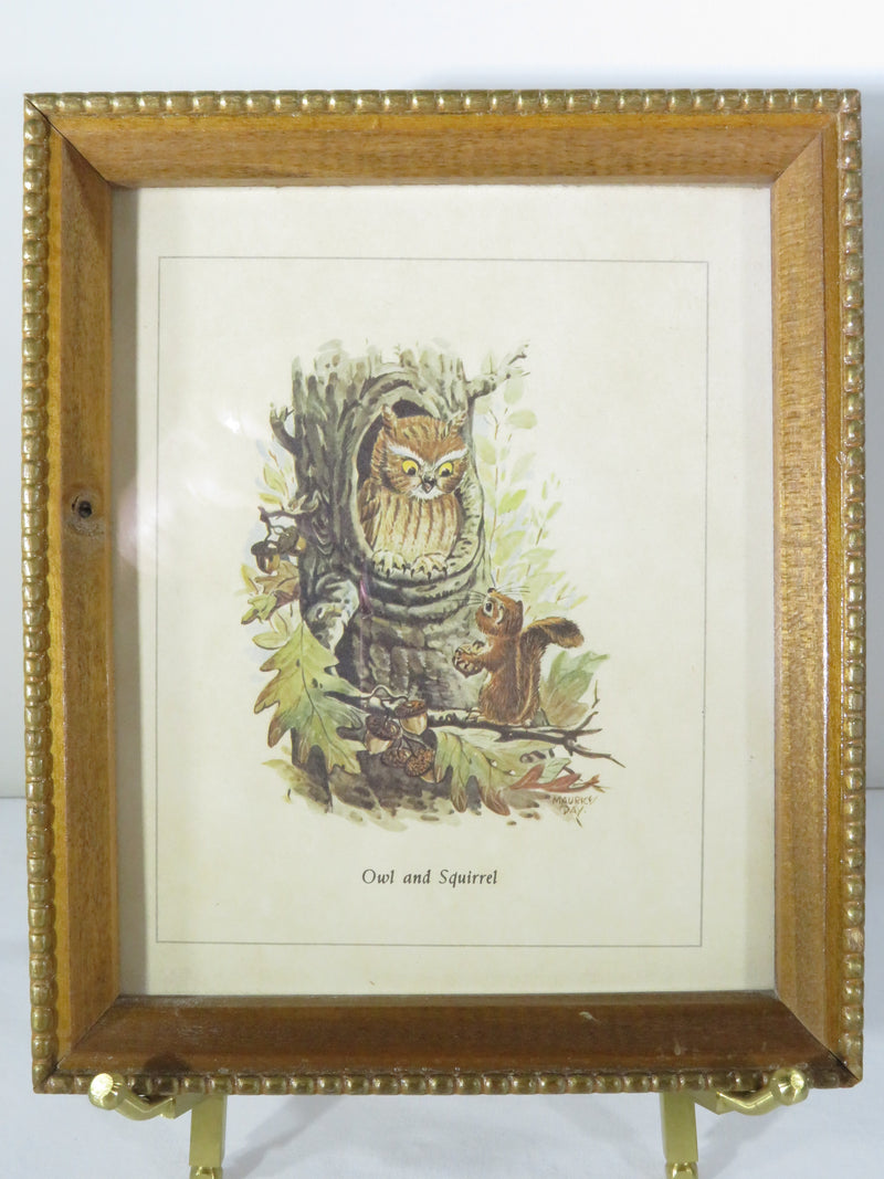Set of 4 Animal Whimsey Framed Lithograph Prints c1960 by Maurice Day