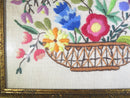 Mid Century Floral Embroidery Stitched Needlepoint Art Gilt Frame Unsigned 10.5" product image for Just Stuff I Sell, clear front view, neutral background, original listing photo, optimized descriptive alt text, centered composition variant 2