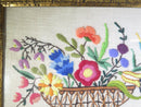 Mid Century Floral Embroidery Stitched Needlepoint Art Gilt Frame Unsigned 10.5" product image for Just Stuff I Sell, clear front view, neutral background, original listing photo, optimized descriptive alt text, centered composition variant 3