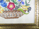Mid Century Floral Embroidery Stitched Needlepoint Art Gilt Frame Unsigned 10.5" product image for Just Stuff I Sell, clear front view, neutral background, original listing photo, optimized descriptive alt text, centered composition variant 5