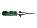Vintage Sterling Silver & Polished Carved Natural Stone Letter Opener Dagger Form — Sterling Silver, Silver — front view