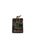 Happy Birthday Charm, Vintage Beau Sterling Silver Enameled Birthday Plaque Charm — Sterling Silver, Silver — front view