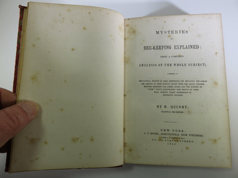 Mysteries of Bee-Keeping Explained by M. Quinby 1858 A. O. Moore Publisher - Just Stuff I Sell