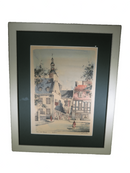 22 1/4" x 18" Museum Glass Framed Rue du Tresor Quebec Nikola Lithograph product image for Just Stuff I Sell, clear front view, neutral background, original listing photo, optimized descriptive alt text, centered composition