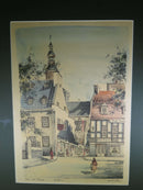 22 1/4" x 18" Museum Glass Framed Rue du Tresor Quebec Nikola Lithograph product image for Just Stuff I Sell, clear front view, neutral background, original listing photo, optimized descriptive alt text, centered composition variant 2