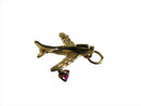 Vintage 14K Fighter Jet Charm Ruby Red Engines Air Force Fighter Jet 1950's — 14K, Gold • Ruby — front view