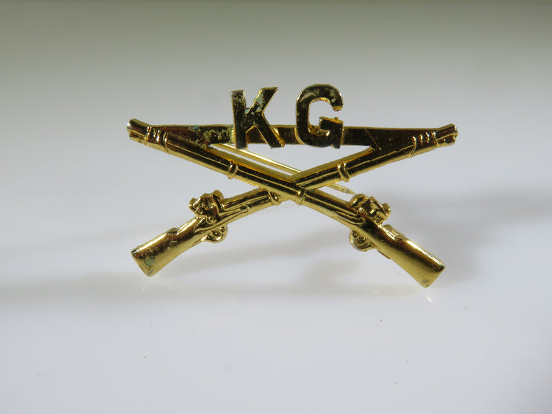 Vintage Kentish Guard Infantry Insignia Badge Pinback K G Crossed Rifle Pin