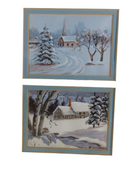 R Davidson Winter Scene Post Card Size Original Paintings Water & Oil 5" x 3 1/2" product image for Just Stuff I Sell, clear front view, neutral background, original listing photo, optimized descriptive alt text, centered composition