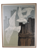 Beautiful Roger Berghoff Limited Edition Seagulls Hand Signed Serigraph Silkscreen product image for Just Stuff I Sell, clear front view, neutral background, original listing photo, optimized descriptive alt text, centered composition