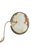 12K GF Vintage Right Facing Carved Shell Cameo Brooch Gold Filled Art Nouveau — Jewelry & Watches:Vintage & Antique Jewelry:F