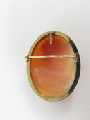 14K Gold Carved Shell Portrait Cameo Mid Century Right Facing Pendant Brooch product image for Just Stuff I Sell, clear front view, neutral background, original listing photo, optimized descriptive alt text, centered composition variant 6