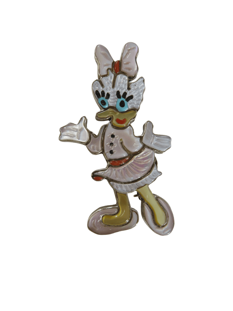 Beautiful Daisy Duck Sterling Zuni NM Inlaid Stone Pendant Brooch Pin