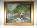 No. 117 Feeding Her Favorites Child & Chicks Chromolithograph 1900 M L & Co NY - Just Stuff I Sell