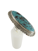 Huge Beautiful Vintage Navajo Silver Turquoise Finger Ring Begay Sz 7 Sterling