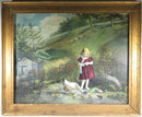 No. 117 Feeding Her Favorites Child & Chicks Chromolithograph 1900 M L & Co NY - Just Stuff I Sell