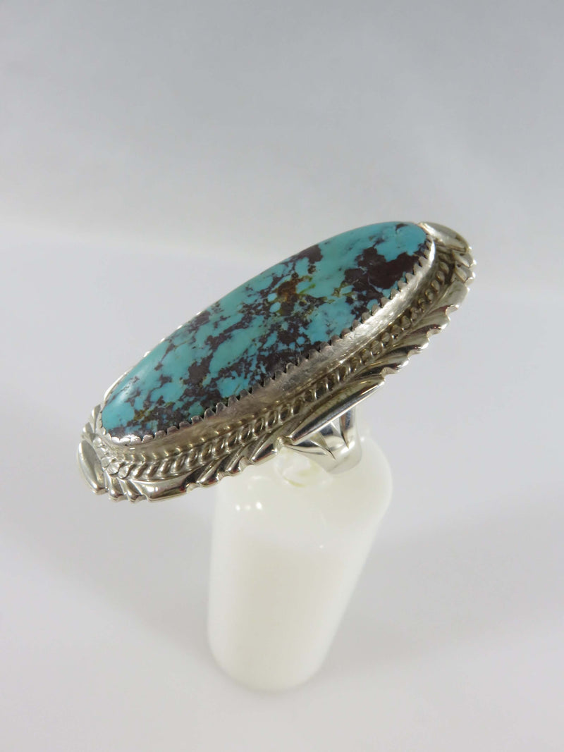 Huge Beautiful Vintage Navajo Silver Turquoise Finger Ring Begay Sz 7 Sterling