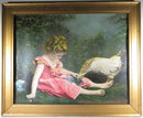 No. 135 A Divided Repast  Child & Chicken Chromolithograph 1901 M L & Co NY - Just Stuff I Sell