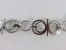 Vintage Modernist Sterling Silver Circle and Post Style Toggle Bracelet 7 1/2" A product image for Just Stuff I Sell, clear front view, neutral background, original listing photo, optimized descriptive alt text, centered composition variant 4