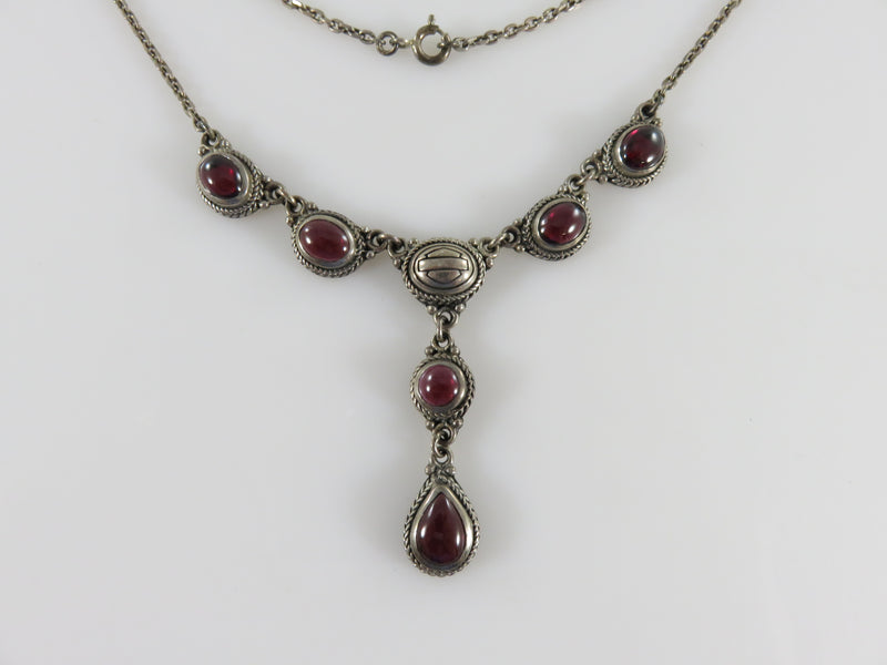 Vintage Harley Davidson MOD Sterling Garnets Necklace Beautiful Edwardian Style