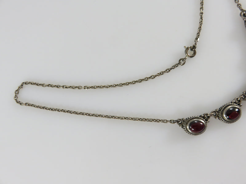 Vintage Harley Davidson MOD Sterling Garnets Necklace Beautiful Edwardian Style