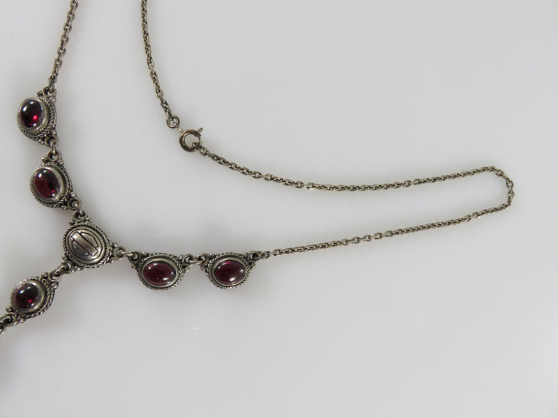 Vintage Harley Davidson MOD Sterling Garnets Necklace Beautiful Edwardian Style