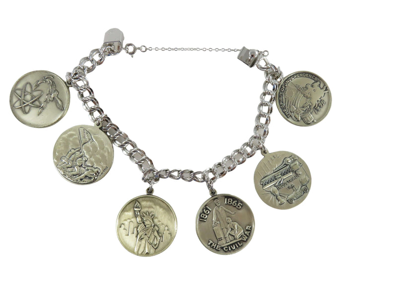 A Wonderful American History Sterling Charm Bracelet by RL Griffith & Son 7 1/2" TL