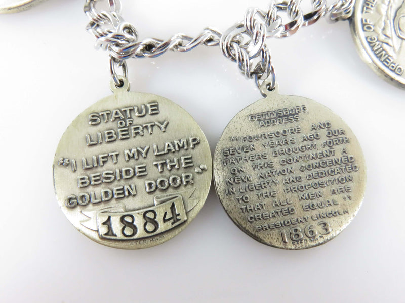A Wonderful American History Sterling Charm Bracelet by RL Griffith & Son 7 1/2" TL