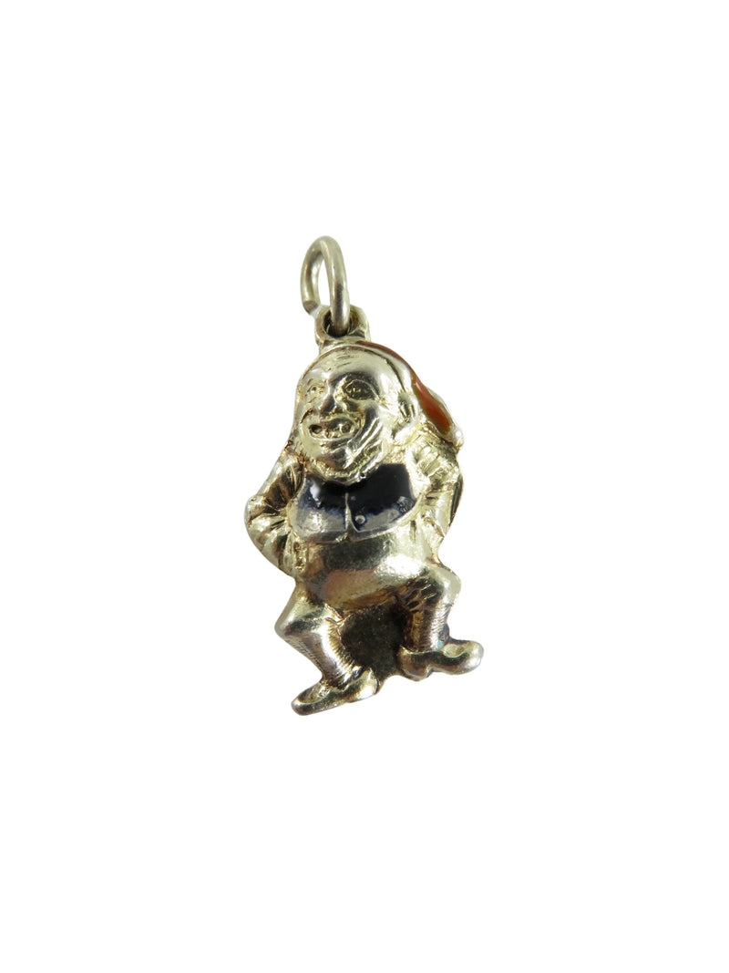 Vintage Sterling Silver Gold Gilt & Enamel Troll, Gnome, leprechaun Charm