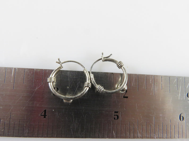 Vintage Delicate 10mm Sterling Silver Hoop Earrings