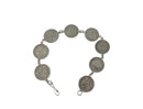 WW2 English Sterling Silver 3 Pence Coin Charm Sweetheart Forget Me Not Bracelet — Sterling Silver, Silver — front view