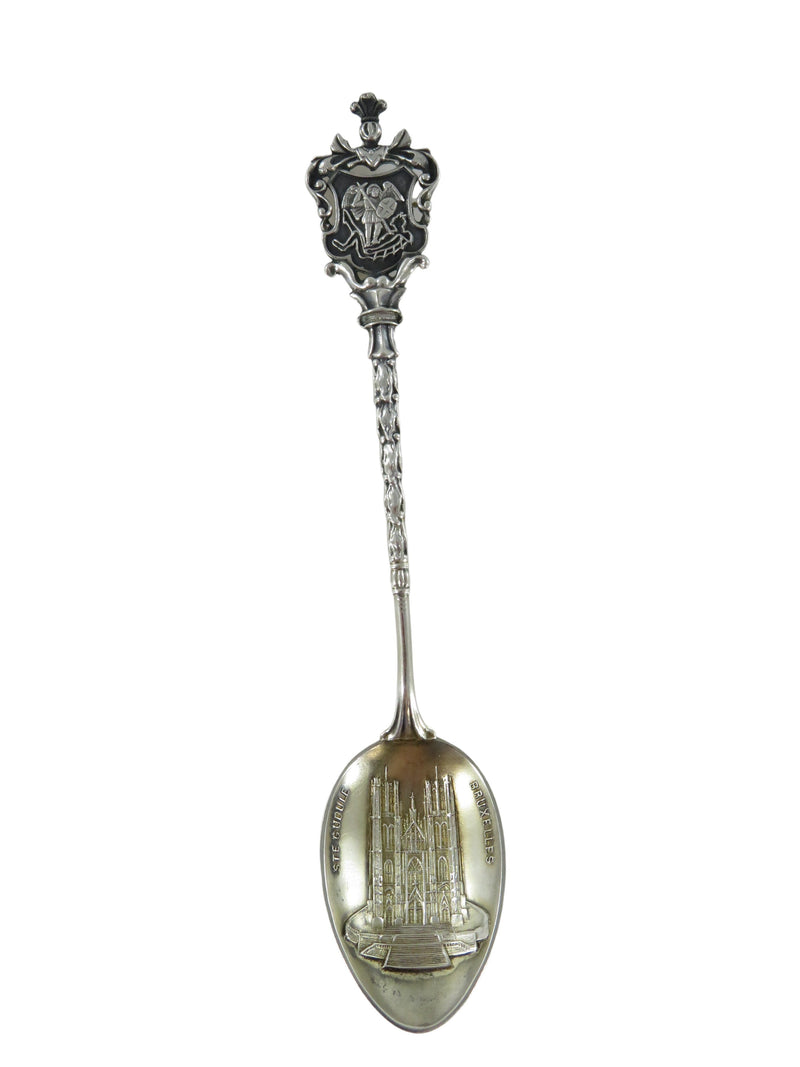 Vintage 800 Silver Cathedral of St. Michael and St. Gudula Spoon Brussels Belgiu