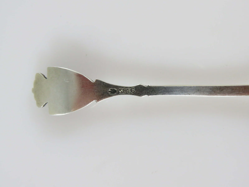 930 Silver Norwegian Shield Lion Axe Red Blue Enamel Spoon 4"