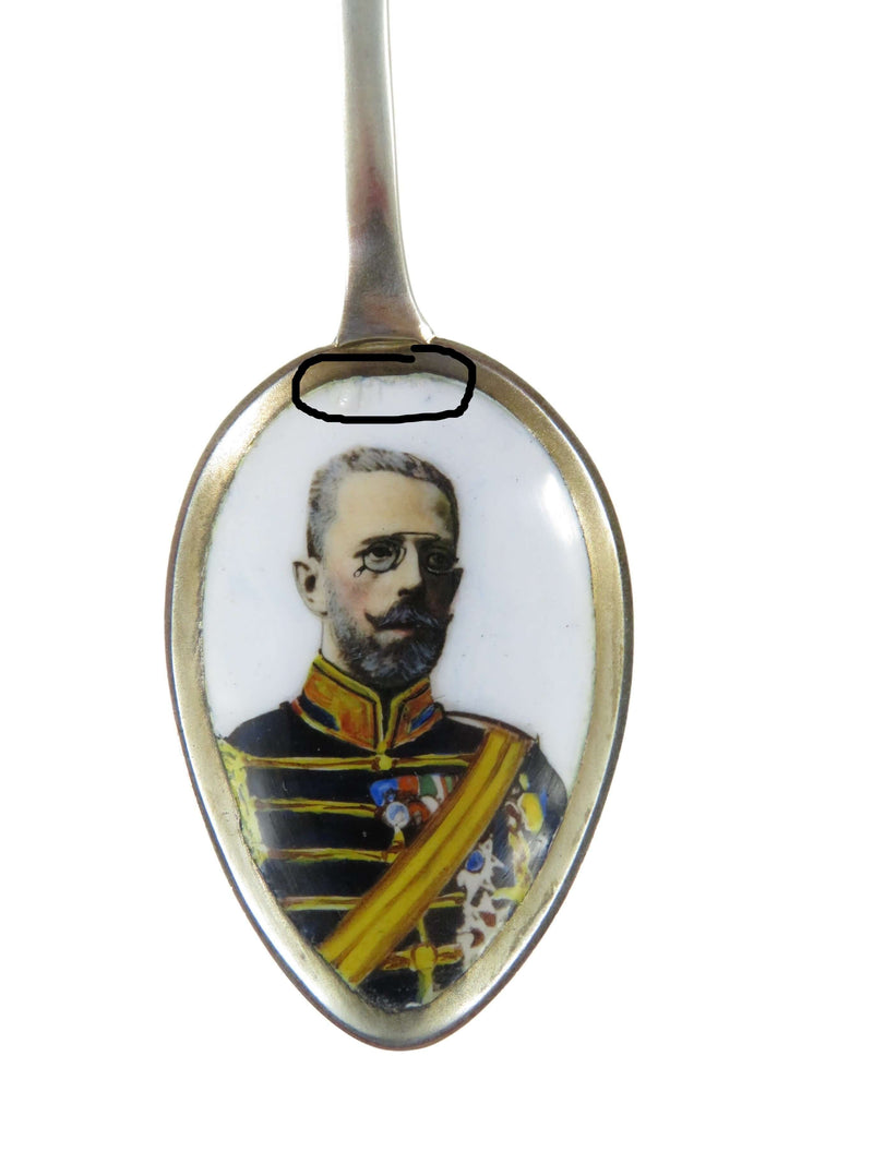 830 Silver Sverige Swenen 3 Crown Enamel Portrait Collectible Spoon 5 1/8"